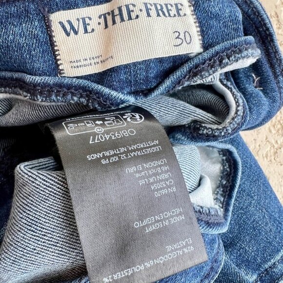 We The Free Jeans Size 30 Flare Flared Hippie High Rise Blue Denim Split Hem - Picture 6 of 7